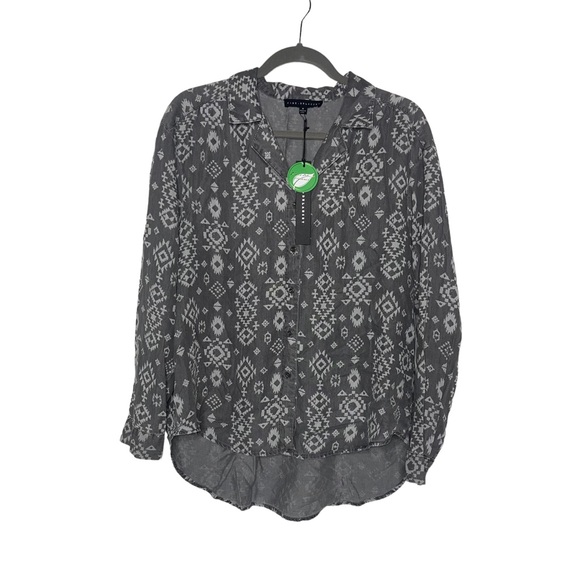 JANE AND DELANCEY Charcoal Aztec Button Down M NWT - Picture 2 of 8